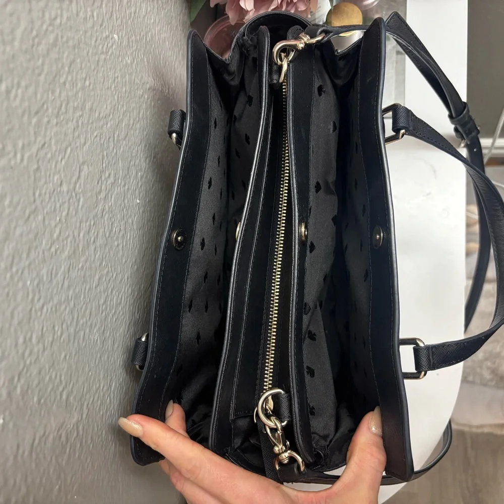 Kate Spade Black and Pink Striped Satchel